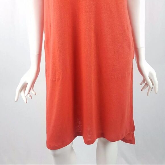 LOGO Lori Goldstein Size XS Orange Sleeveless Tank Top Stretch Midi Dress Lounge - Picture 3 of 9